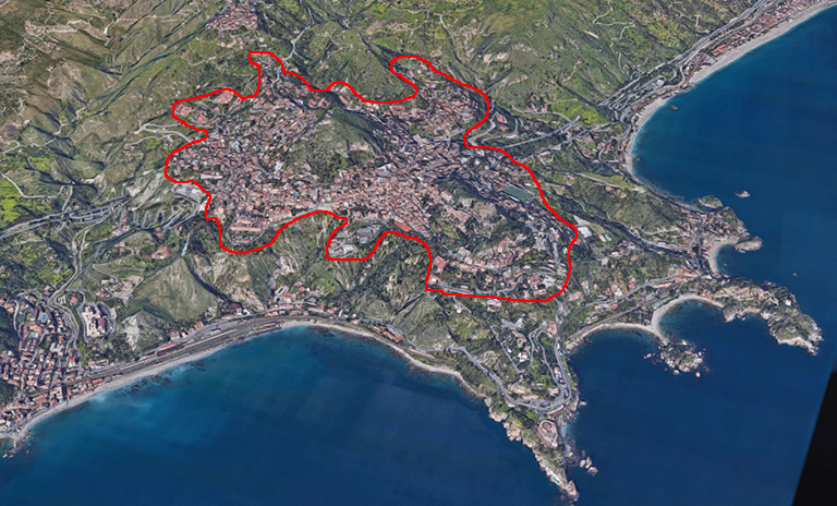 Taormina centro su mappa